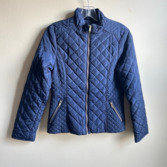 H&M Blue Quilted Puffer Size 14 Youth Women’s Small Mid Weight Jacket Coat - Picture 6 of 6